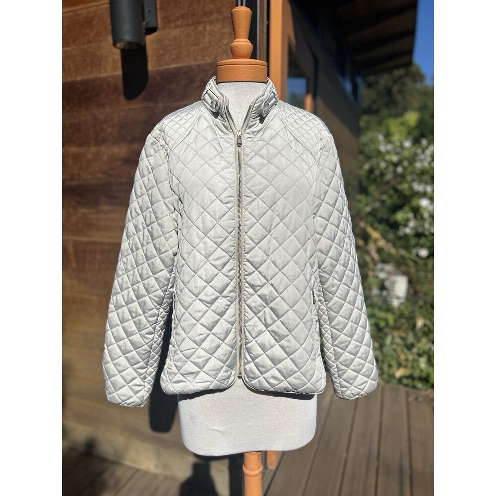 Alfred Sung 2XL Crème Beige Quilted Jacket Preppy Quiet Luxury Equestrian